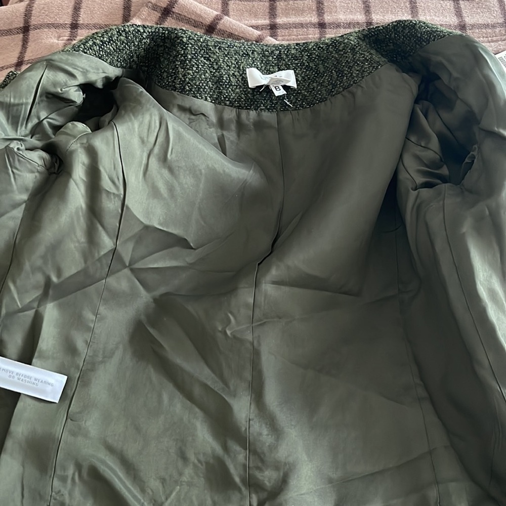 NWOT Ann Taylor Loft green tweed woven blazer - Picture 6 of 10